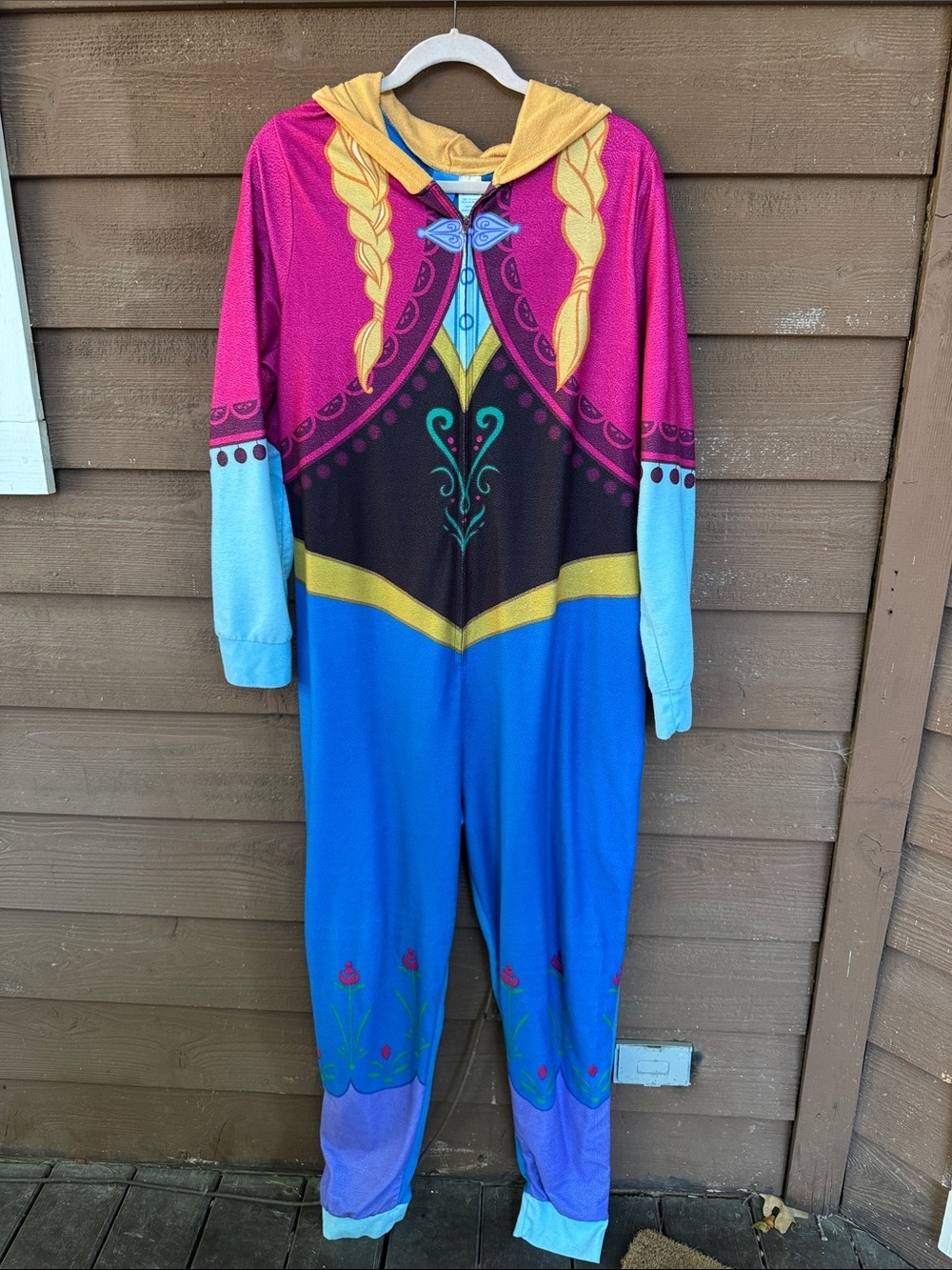 Disney Frozen Anna Princess Hooded One-Piece Pajamas size XXL